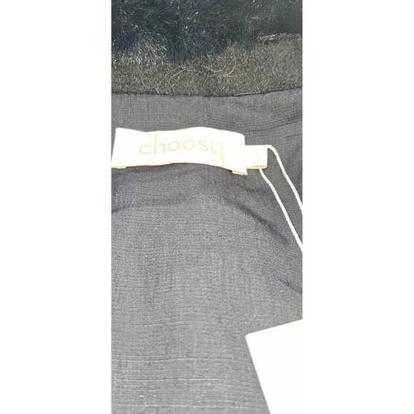 Choosy Colorblock Faux Fur Jacket Black Brown Green Pink Retro Statement Coat XL - Picture 5 of 5